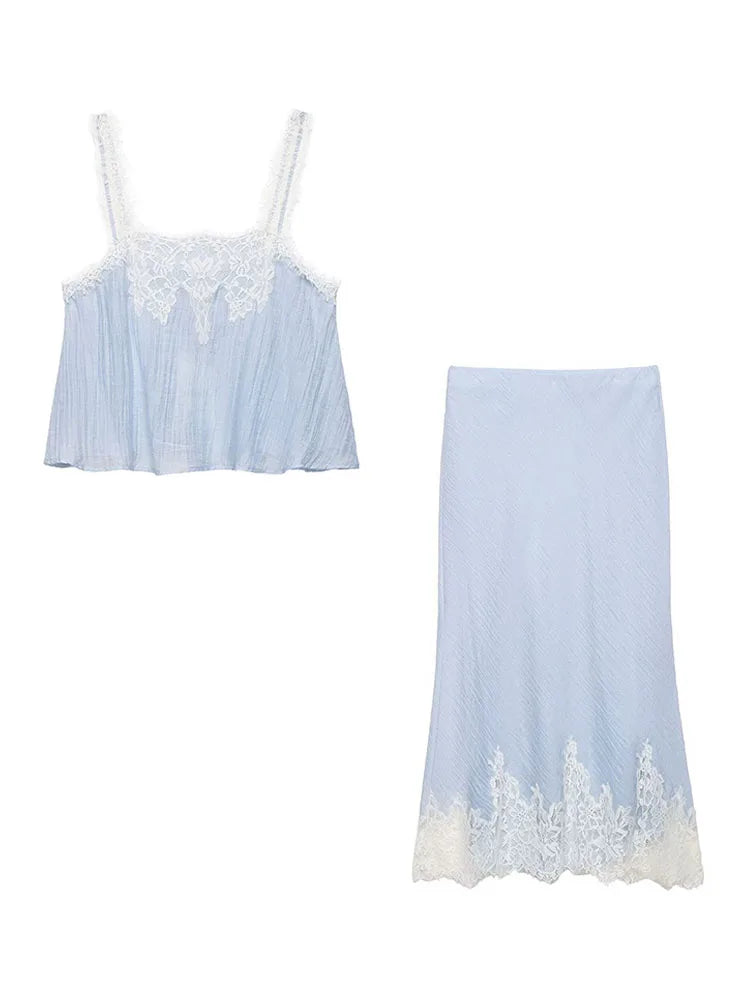 Sleeveless Splicing Lace Decoration