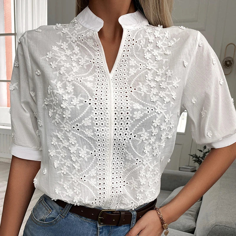 Floral Embroidery Lace Blouse