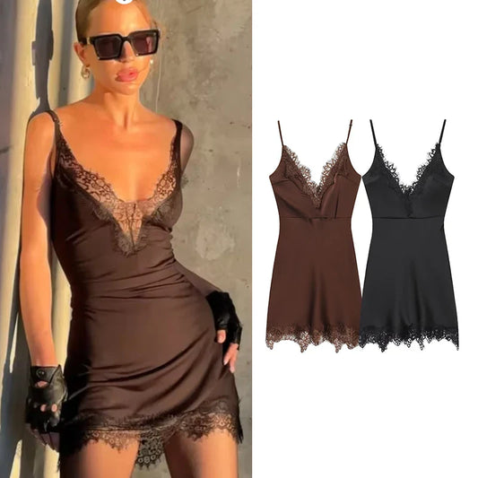 Chic V-Neck Lace Cami Dress